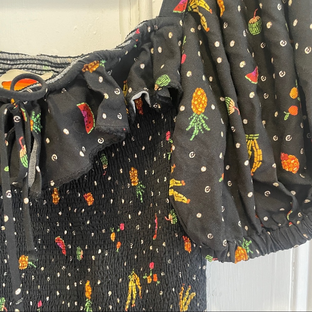 Farm Rio tiny fruits smocked mini dress size medium - Picture 6 of 11